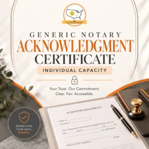 Generic Notary Acknowledgment Certificate, Individual Capacity