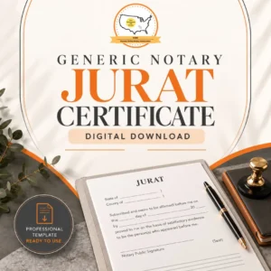 Generic Notary Jurat Certificate | Digital Download