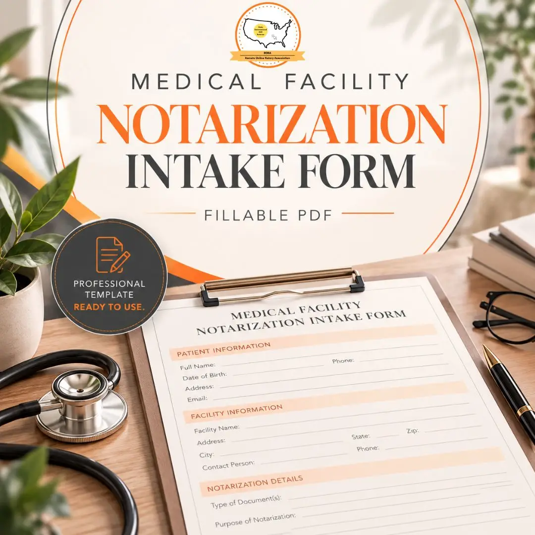Medical Facility Notarization Intake Form | Fillable PDF